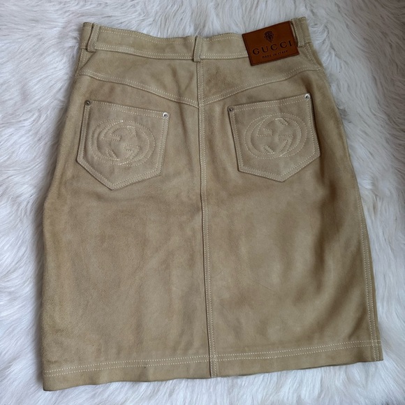 Authentic vintage suede leather Gucci high waisted skirt
